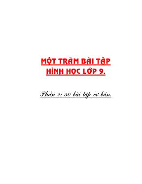 Một số bài tập môn Hình học 9 (phần nâng cao)